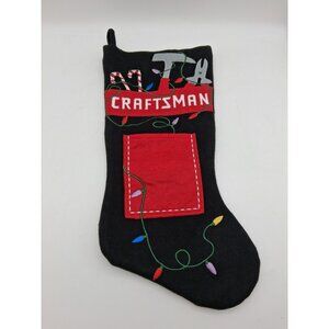 CRAFTSMAN Embroidered Black Felt Fleece Christmas Stocking Pocket